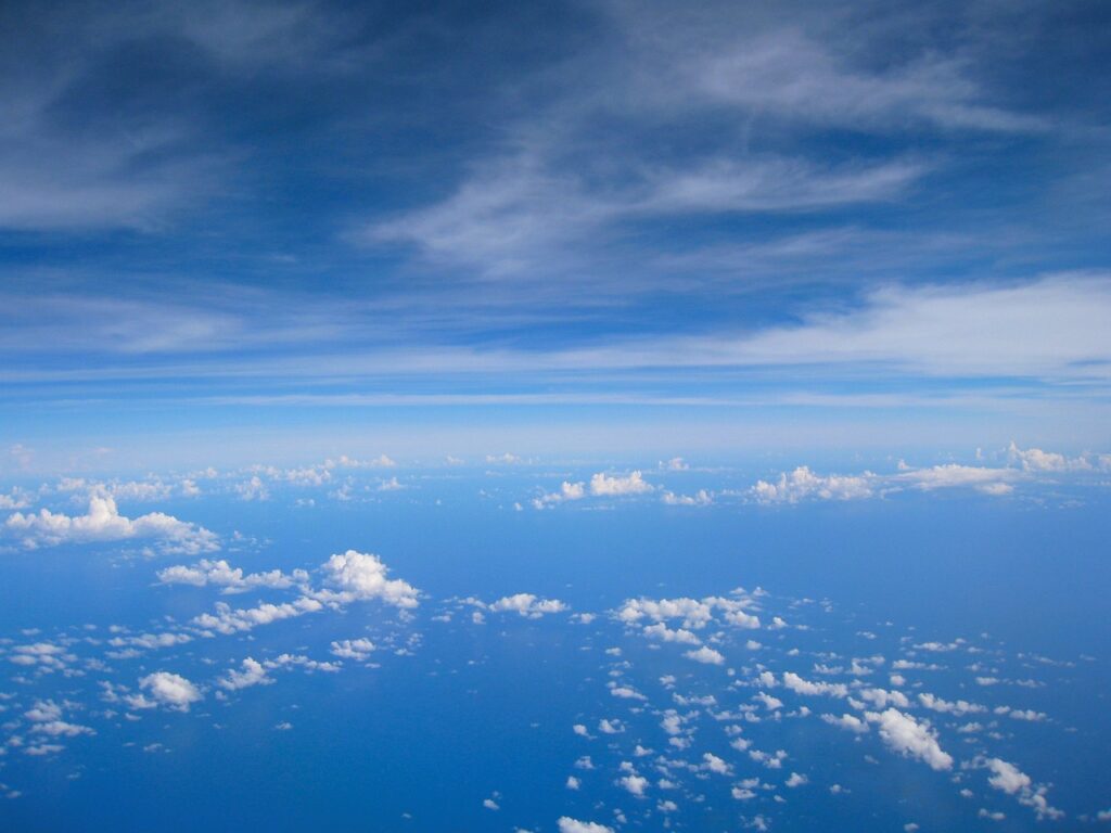 Beautiful blue horizon with clouds