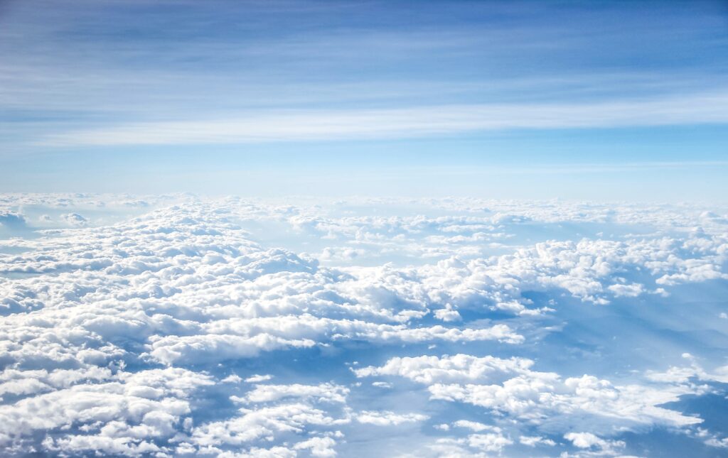 Heavenly clouds with blue sky and light